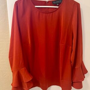 Eloquii Women's Bold Red Blouse with Ruffle Cuffs